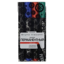 Набор 4 маркера перманентных "UniMark" ЧЕРНЫЙ/СИНИЙ/КРАСНЫЙ/ЗЕЛЕНЫЙ в блистере 22-0016 Bruno Visconti