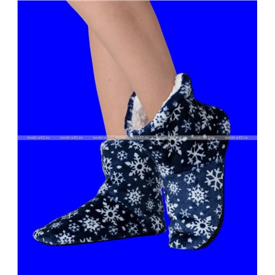 6 ПАР - Носки-САПОЖКИ женские с мехом Снежинки ВЫСОКИЕ