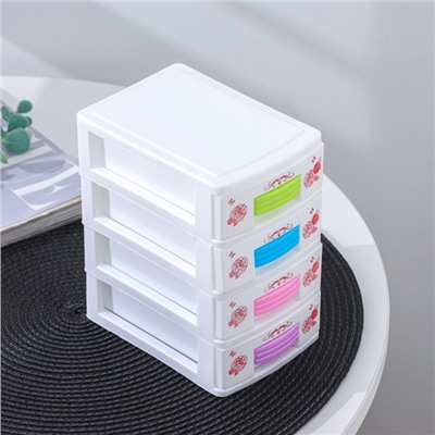 Мини - комод для мелочей 4 секции «Рози», пластик, 13×9×15 см, белый