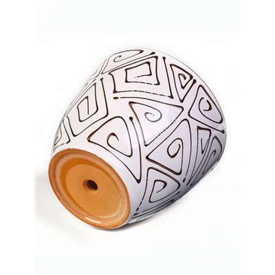 Горшок для цветов «Абстракция», 1 л, d=15 см, h=13 см, керамический, с поддоном, белый