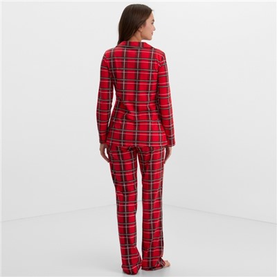 Пижама новогодняя женская (рубашка, брюки) KAFTAN «Клетка», размер 40-42