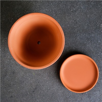 Горшок для цветов «Терра», 1.2 л, d=15 см, h=13 см, керамика, с поддоном, цвет терракот