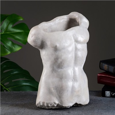 Фигурное кашпо для цветов «Торс», 1 л, 29×28×13 см, керамика, серое