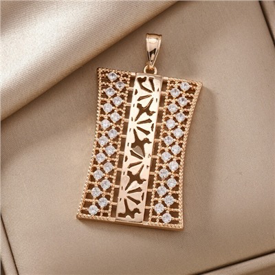 Кулон крупный прямоугольный ювелирная бижутерия коллекция "Дубай" покрытие позолота, вставка: фианиты, цвет: прозрачный, арт.217.347