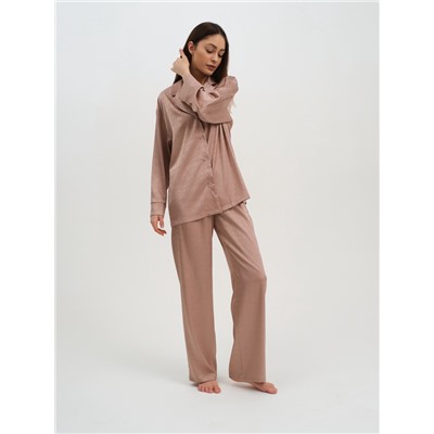 Пижама женская (рубашка, брюки) KAFTAN «Треугольники», бежевая, размер 40-42