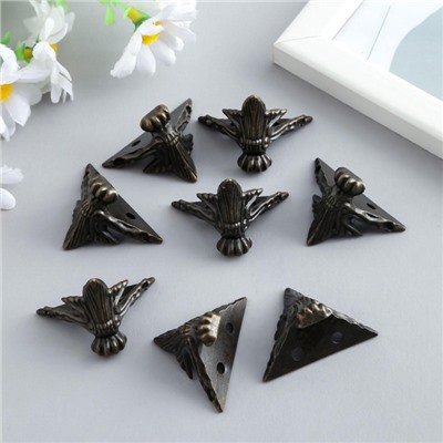 Уголок (ножка) для шкатулки, ключницы «Фигурная», металл под бронзу, набор 8 шт., 2.9×4 см