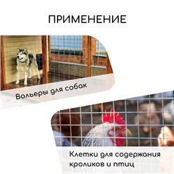 Сетка оцинкованная, сварная, 10×0.5 м, ячейка 25×25 мм, d=0.7 мм, Greengo