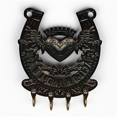 Ключница настенная подкова «Счастья и добра», 10.3×12.5 см