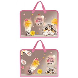 Папка для тетрадей пластиковая А4 на молнии с ручками 340х245х35 мм "Сочные истории" (094457) 07102 Хатбер