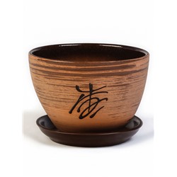 Горшок для цветов «Восток», 1.65 л, d=17 см, h=13 см, керамика, с поддоном, коричневый