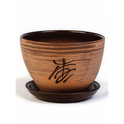 Горшок для цветов «Восток», 1.65 л, d=17 см, h=13 см, керамика, с поддоном, коричневый