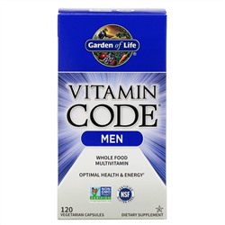 Garden of Life, Vitamin Code, мультивитамины из цельных продуктов для мужчин, 120 вегетарианских капсул
