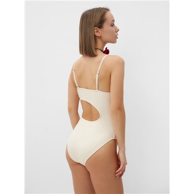 Купальник женский слитный с вырезом на животе MINAKU, размер 48, молочный