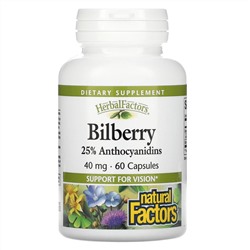 Natural Factors, черника, 40 мг, 60 капсул