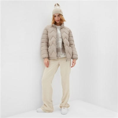 Куртка женская демисезонная на молнии Collorista, серо-бежевая, размер 48