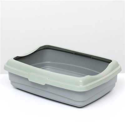 Лоток большой с бортиком Atlantis «Стандарт», 43×33×12.5 см, серый