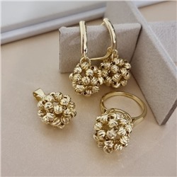 Комплект ювелирной бижутерии Итальянское золото (покрытие желтое 14к), серьги, кулон и кольцо 20 р, арт.217.509-20