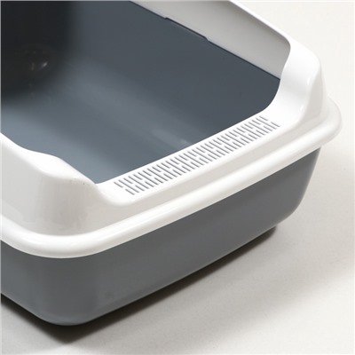 Лоток для кошек, 50.5×39×23 с, без сетки, пластик, серый
