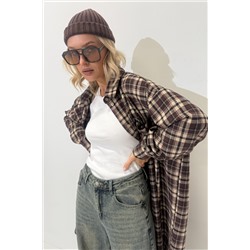 Рубашка женская  HUG077/07/Бордовый, белый