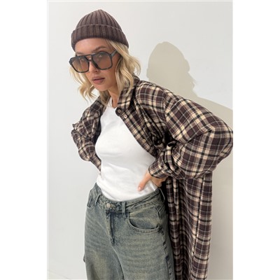 Рубашка женская  HUG077/07/Бордовый, белый