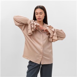 Блузка шелковая с воланами женская MIST, размер 46, бежевая