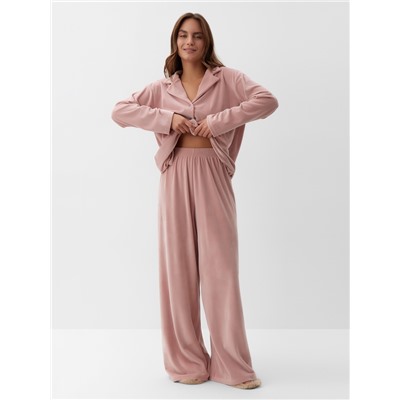 Пижама женская (рубашка, брюки) KAFTAN Plushy, размер 52-54, розовая