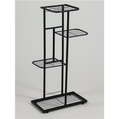 Подставка для цветов Greengo, 4 полки, 43×22×82 см, напольная, металл, чёрная