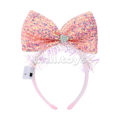 Ободок карнавальный "Бант" светящийся, в пакете