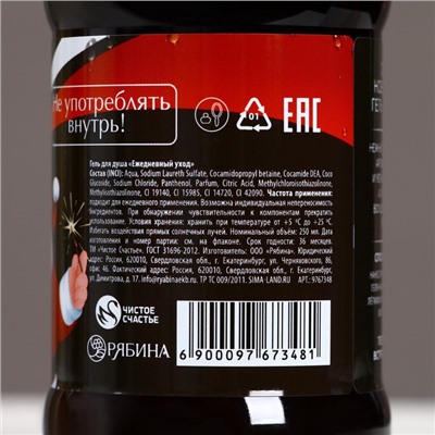 Новогодний подарочный набор косметики «Спокойствие!»: гель для душа 250 мл и мочалка для тела, Чистое счастье