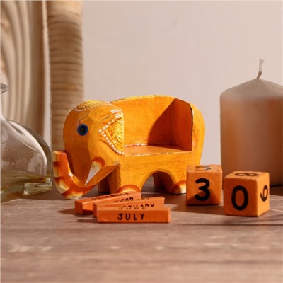 Вечный календарь с кубиками «Слоник», 11×4.5×6.6 см, дерево, МИКС