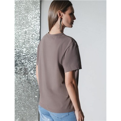 Нарядная футболка с принтом фольгой из премиального хлопка с эластаном