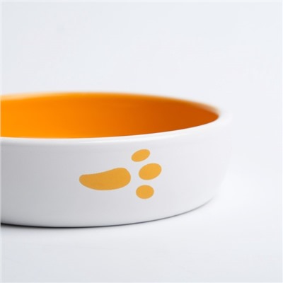 Миска керамическая «Морковка» 200 мл - 12×12×3 см, белая/оранжевая
