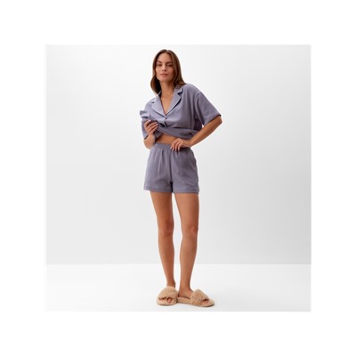 Пижама женская (рубашка, шорты) KAFTAN Basic, размер 48-50, серая
