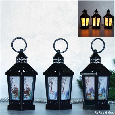 Фонарь светодиодный 14 см / VFR-108-B /уп 12/120/новогодний/черный