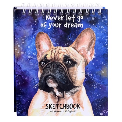 Скетчбук. Альбом  для рисования 40л. "Бульдог" плотность бумаги 120 г/м2