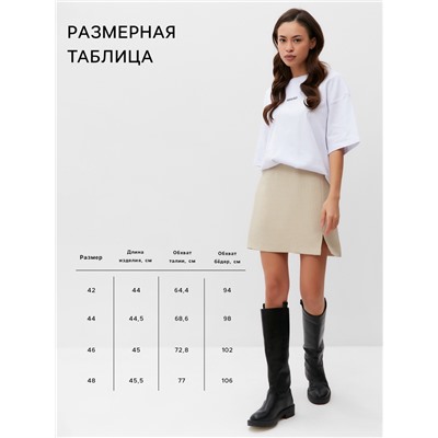 Юбка мини с разрезом женская MIST: Classic Collection, размер 48, бежевая, белая