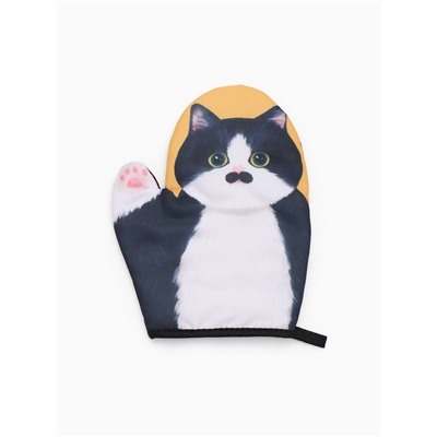 Кухонный набор «Доляна. Котик Борис», чёрный: прихватка, варежка-прихватка