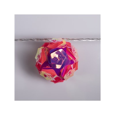 Гирлянда «Нить» 4.5 м с насадками «Цветочные шары», IP20, прозрачная нить, 15 LED, свечение белое, 220 В