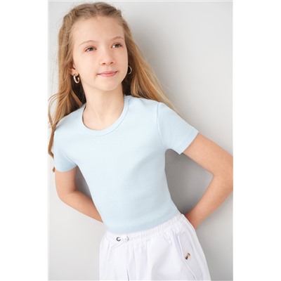 Укороченная футболка в рубчик для девочки Happyfox