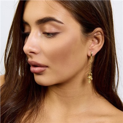 Серьги подвески длинные ювелирная бижутерия Итальянское золото (покрытие желтое 14к) , арт.217.435