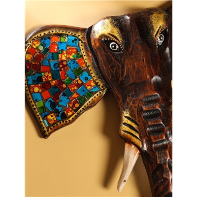 Сувенир интерьерный «Голова слона», 30×4×30 см, дерево
