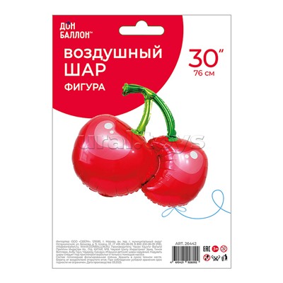 Шар (30''/76 см) Фигура, Вишня, Красный, 1 шт. в уп.