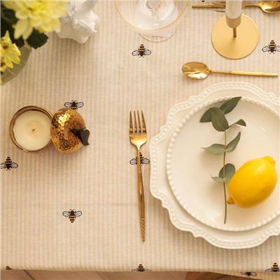 Скатерть Доляна «Пчёлки», 146×110 см, рогожка 164 г/м², 100% хлопок