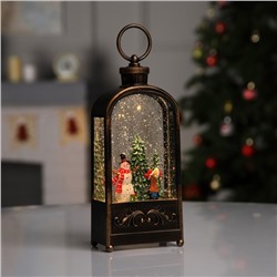 Светодиодная фигура «Фонарь со снеговиком» 10.2×23×5.8 см, пластик, батарейки ААх3 (не в комплекте), USB, свечение тёплое белое