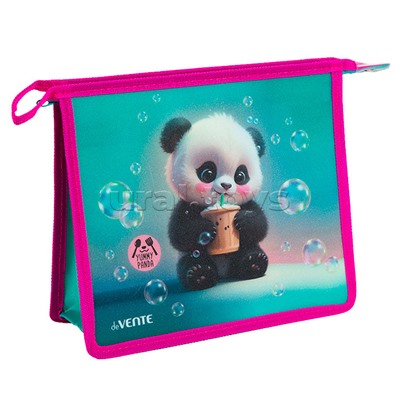 Папка для тетрадей "Yummy Panda" A5 (243x200x80 мм) с текстильным расширением 80 мм, на молнии