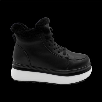 Ботинки из натуральной кожи на меху MZ0122-3 черные