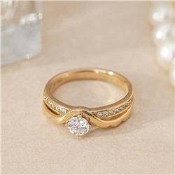 Кольцо 17 р коллекция "Xuping" покрытие позолота, вставка: фианиты, цвет: прозрачный, арт.101.306-17