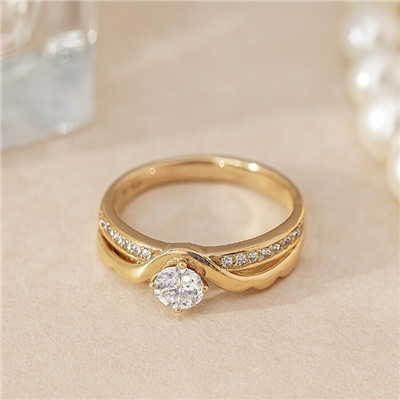 Кольцо 18 р коллекция "Xuping" покрытие позолота, вставка: фианиты, цвет: прозрачный, арт.101.306-18