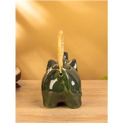 Набор чайный «Слоники», чайник, 2 кружки, 27×26×17 см, керамика, зелёный