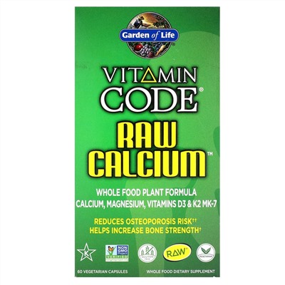 Garden of Life, Vitamin Code, RAW Calcium, 60 вегетарианских капсул